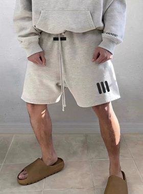 FOG STACK主线ESSENTIALS联名三条杠纯棉宽松休闲情侣短裤四分裤