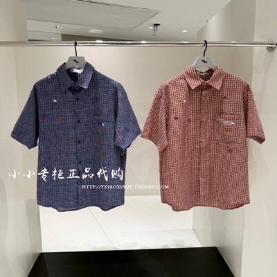 INXX刺绣格子短袖衬衫