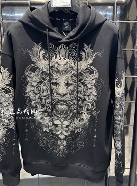 轻奢潮牌TCH专柜正品 2026春款潮酷复古烫钻连帽卫衣 T78A126002