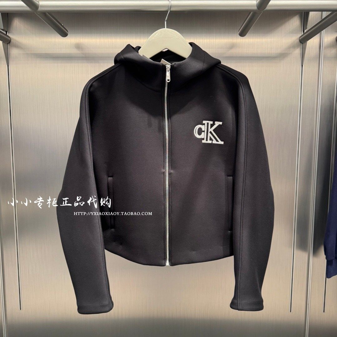 CK Jeans专柜正品 2026春夏款女士字母刺绣连帽单夹克外套47F516G,女装/女士精品,短外套,淘宝优惠券,粉丝福利购,淘宝优惠卷