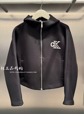 CK Jeans专柜正品 2026春夏款女士字母刺绣连帽单夹克外套47F516G