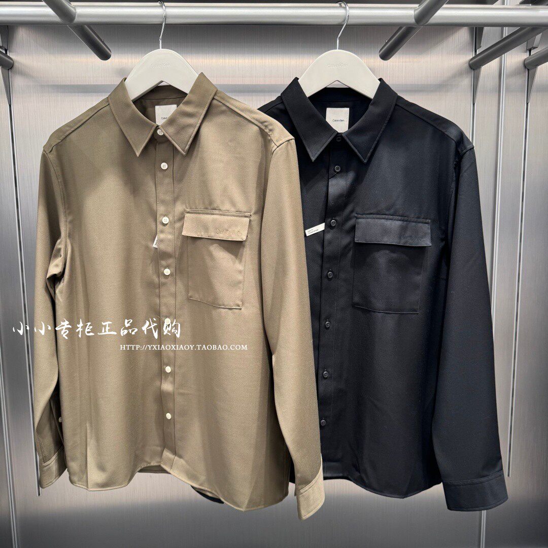 CK Jeans专柜正品 2026春夏新款男士刺绣贴袋商务长袖衬衫4LF105G