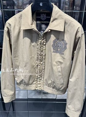 轻奢潮牌TCH专柜正品 2026春夏款烫钻翻领褶皱短外套 T78A276002