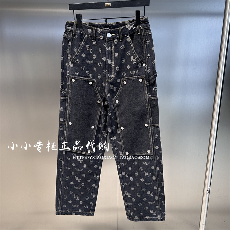 INXX专柜正品 2023秋款男女满印时尚直筒口袋牛仔长裤 EAD122B534