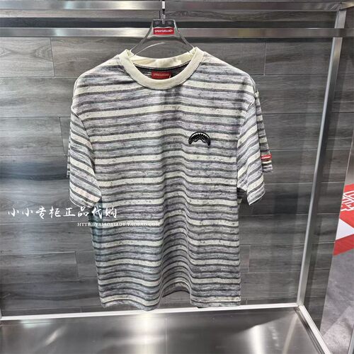 SprayGround鲨鱼渐变条纹短袖