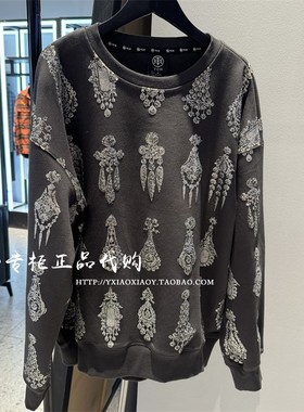 TCH轻奢潮牌专柜正品 2024秋冬男女满印烫钻圆领卫衣 T72C116093