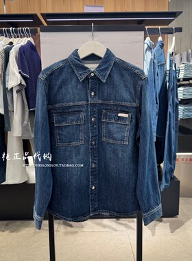 CK Jeans专柜正品 2026春夏新款男士复古布标贴袋牛仔衬衫4RF904G