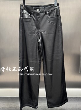 CK Jeans专柜正品 2025秋款女士机车风五袋口宽松仿皮长裤44D619G