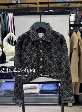 CK Jeans专柜正品2025冬季新款女士老花满印短款牛仔外套 47E621G