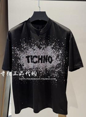 轻奢潮牌TCH专柜正品 2025秋款男女满天星烫钻短袖T恤T75C10E9018