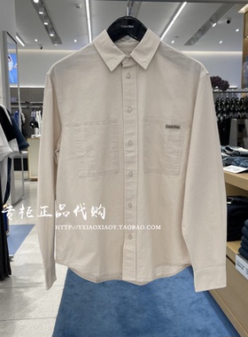 CK Jeans专柜正品 2025早秋款男士复古经典贴标长袖衬衫 J326726