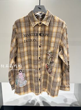 INXX格纹刺绣长袖衬衫