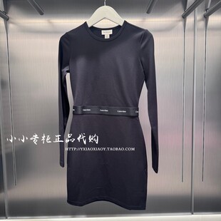 CK Jeans专柜正品 2026秋季新款女士性感腰带LOGO连衣裙 A47H453G