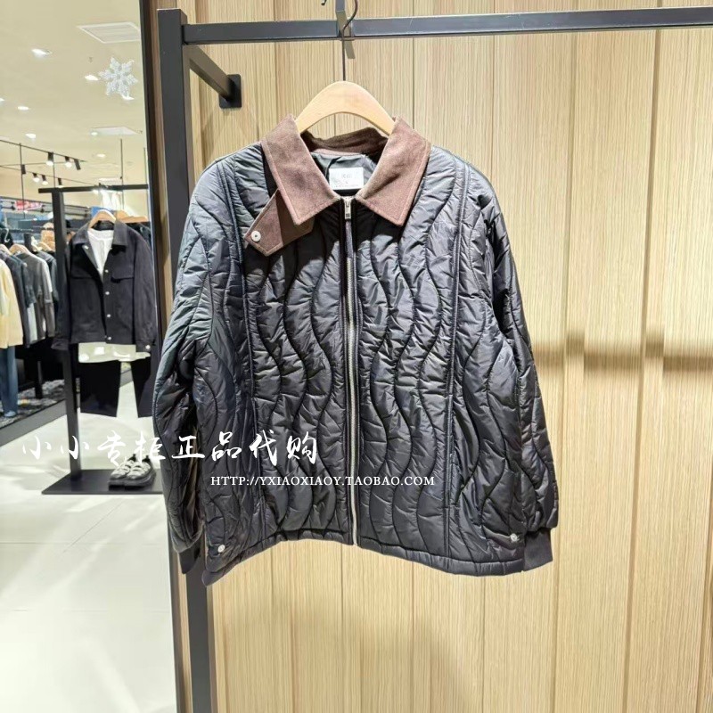 RS流石波纹翻领棉服外套
