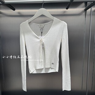 CK Jeans专柜正品 2026春夏款女士优雅通勤短款V领针织衫 47F302G