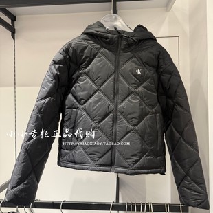 新款 2025冬季 女士通勤菱格连帽棉服外套47D579G Jeans专柜正品