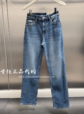 CK Jeans专柜正品 2025秋季新款女士复古高腰直筒牛仔裤 47D743G