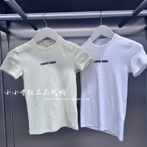 CKJeans刺绣修身短袖T恤