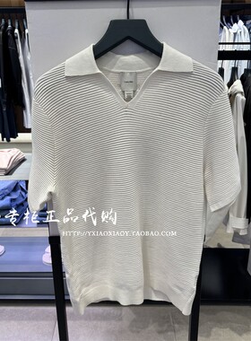 CK Jeans专柜正品 2025夏季新款男士简约翻领短袖针织衫 4LC323G