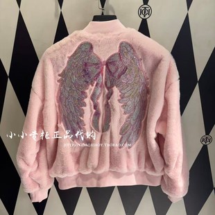 轻奢潮牌TCH专柜正品 T75C27E9006 2025秋冬女士翅膀烫钻毛绒外套