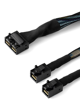 乐扩 SFF-8643 8I 一分二SFF8643 4I数据延长线 硬盘线 直头 50CM