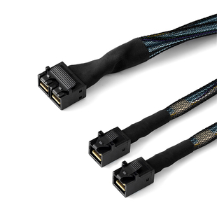 乐扩 SFF-8643 8I 一分二SFF8643 4I数据延长线 硬盘线 直头 50CM