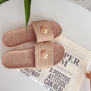 夏季美黑KT亚麻拖鞋编织居家居室内情侣凉鞋透气防滑吸汗地板草鞋