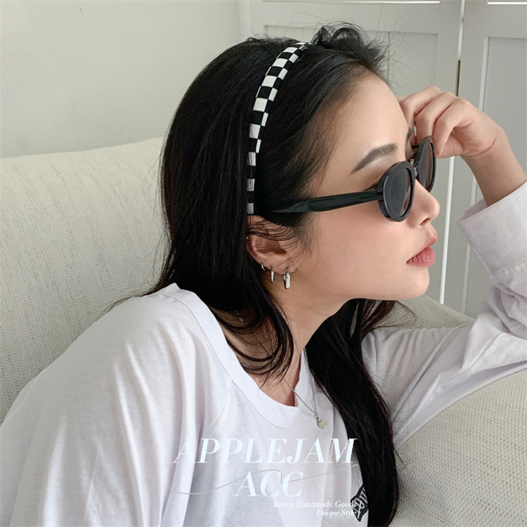 韩国进口 Stylenanda同款 黑白棋盘格 发箍