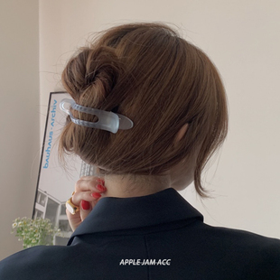 雾面磨砂质感 韩国进口ins网红 亚克力 长嘴盘发 抓夹 鳄鱼夹 包邮