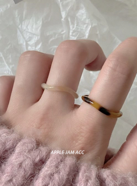 韩国树脂水墨晕染花纹不规则戒指