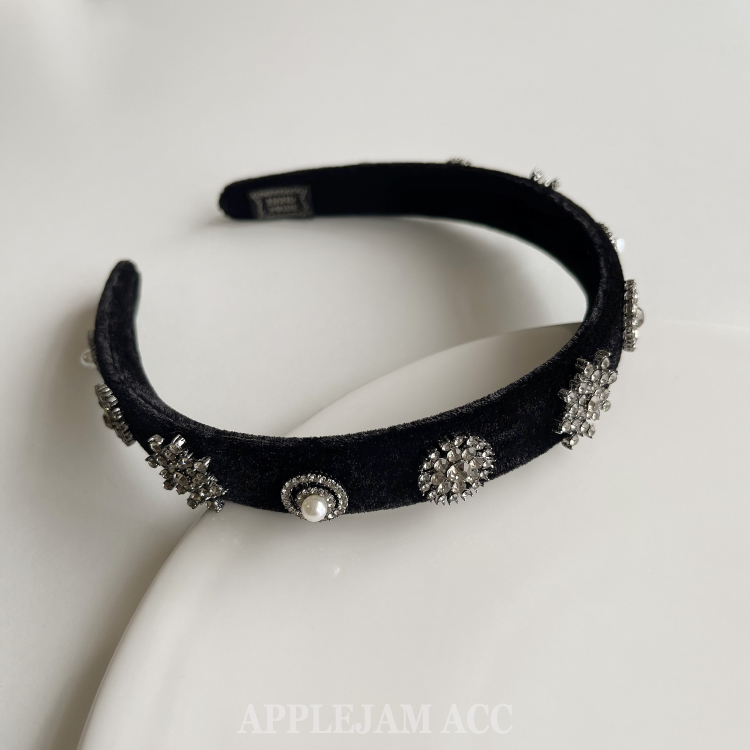 发箍丝绒复古宫廷风水钻珍珠发饰