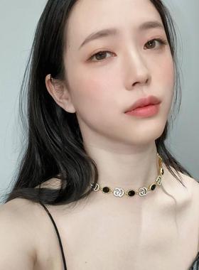 圆环系列复古高级轻奢锁骨链黑金
