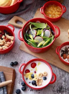 日本进口YAMADA带盖冰箱收纳盒保鲜碗双耳密封水果沙拉碗儿童饭勺