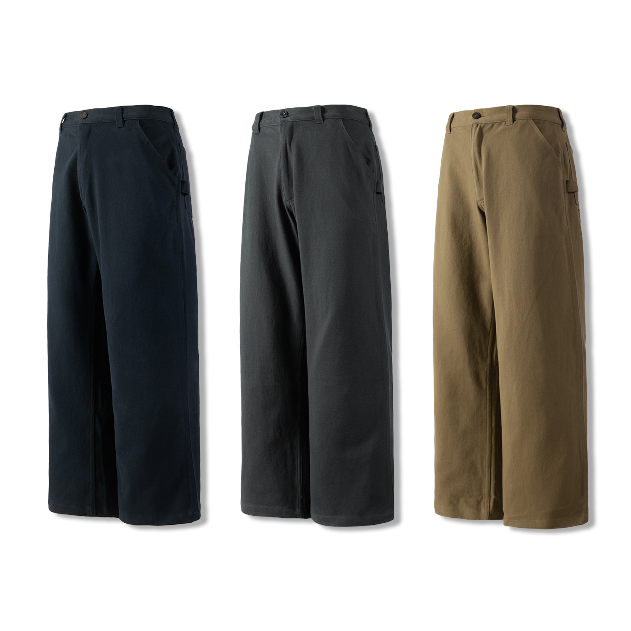 Sinrcrew冬季加厚碳磨斜纹城市通勤伐木工装阔腿遮肉显瘦休闲长裤