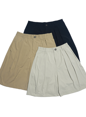 Sinrcrew夏季双褶休闲西裤cityboy弹力尼龙阔腿垂感百搭五分短裤