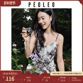 新中式 飘蕾水墨画吊带连衣裙子女夏季 新款 气质显瘦设计感长裙