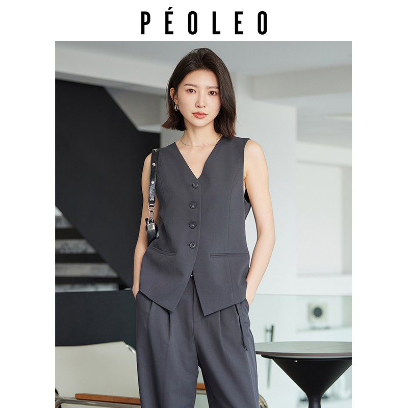 飘蕾V领西装背心马甲女