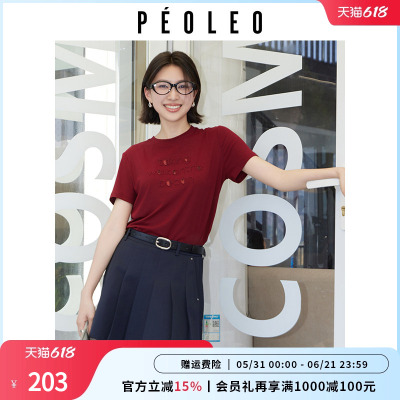 飘蕾马斯红字母印花短袖T恤女