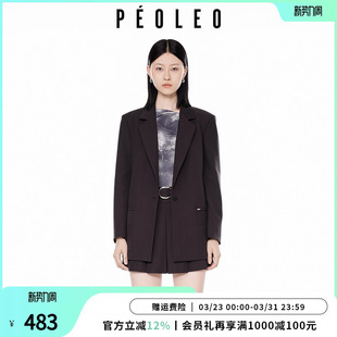 商务风正装 飘蕾暗红羊毛西装 职场通勤百搭长袖 新款 外套2026年春季