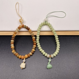 菩提根手机链挂件女算盘珠挂手腕防丢失