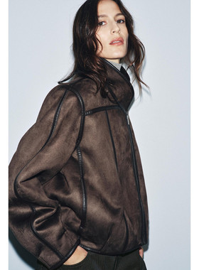 Z 秋冬新款 女装 休闲立领复合皮毛一体效果夹克外套 3548264 716