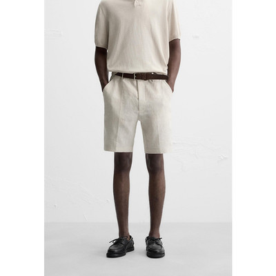 中高腰男士亚麻休闲短裤
