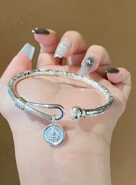 足银9999纯银盘缠手镯古法串珠