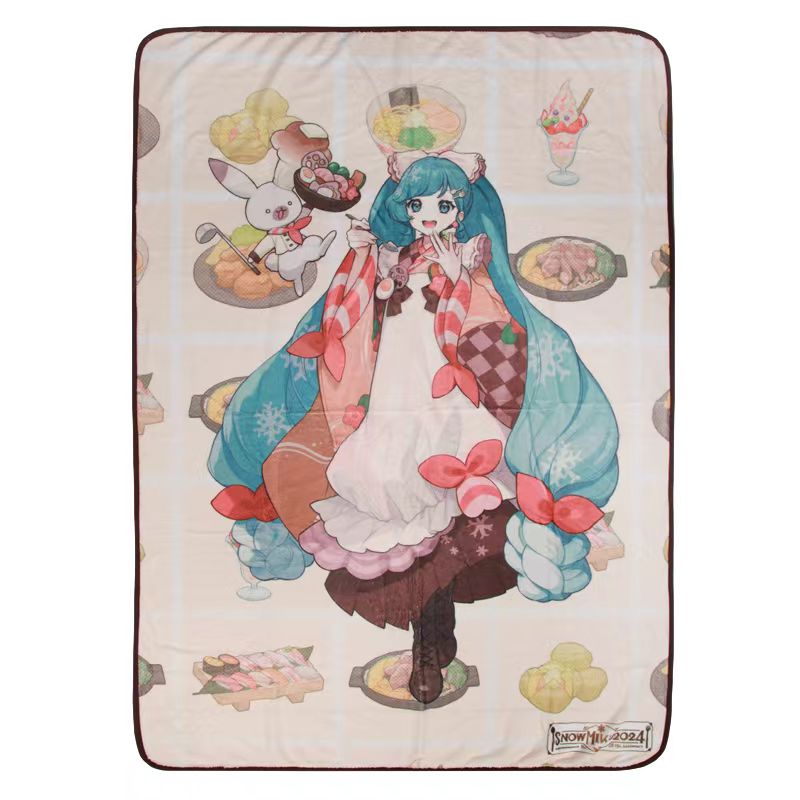 雪初音盖毯法兰绒毛毯