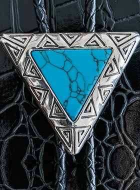 等边三角形波洛领带绳 手工原矿绿松石几何图形triangle bolo tie