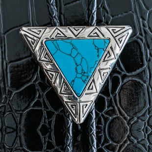 tie bolo 等边三角形波洛领带绳 手工原矿绿松石几何图形triangle