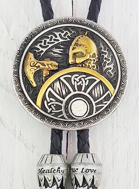 维京战士斧头盾牌波洛领带斯巴达克斯钛钢Sparta bolo tie欧美男