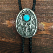 tie商务正装 绿松石飞鹰时尚 波洛领带椭圆形吊牌钛钢bolo 领部配饰