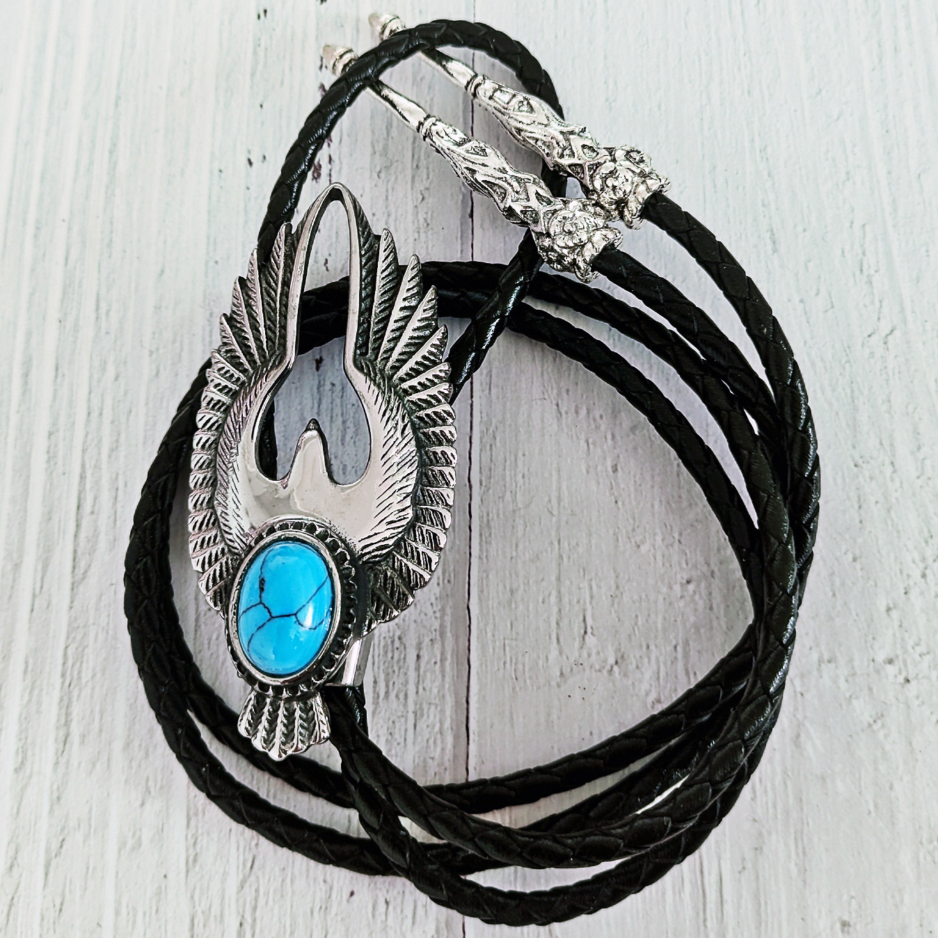 蓝松石大鹰王波洛领带翱翔飞鹰牛皮领绳老鹰翅膀bolo tie衬衣配饰