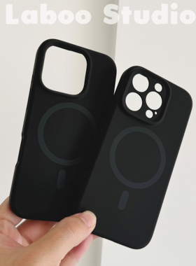 高级黑色MagSafe强磁吸软糯液态硅胶韩系适用iphone16promax纯色15pro苹果14手机壳13防摔12镜头全包保护套